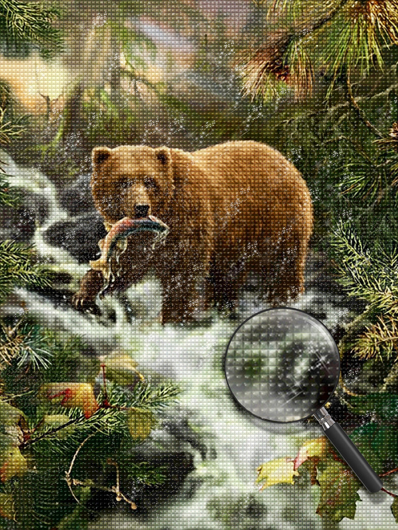 Bär im Bach Diamond Painting