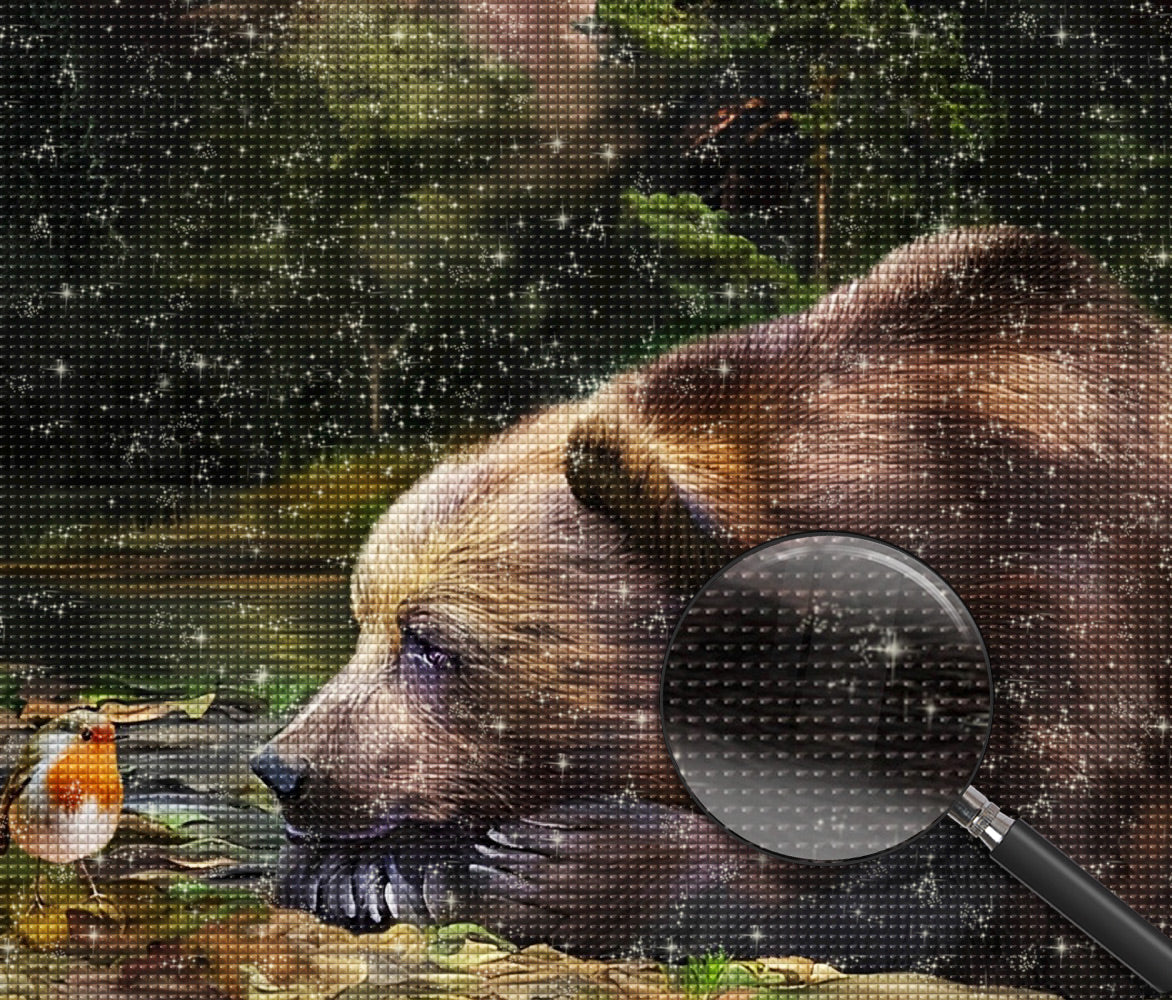 Bär und Vogel Diamond Painting