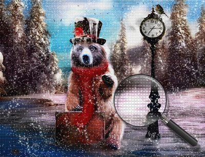 Bär unter einem Uhrzeichen Diamond Painting