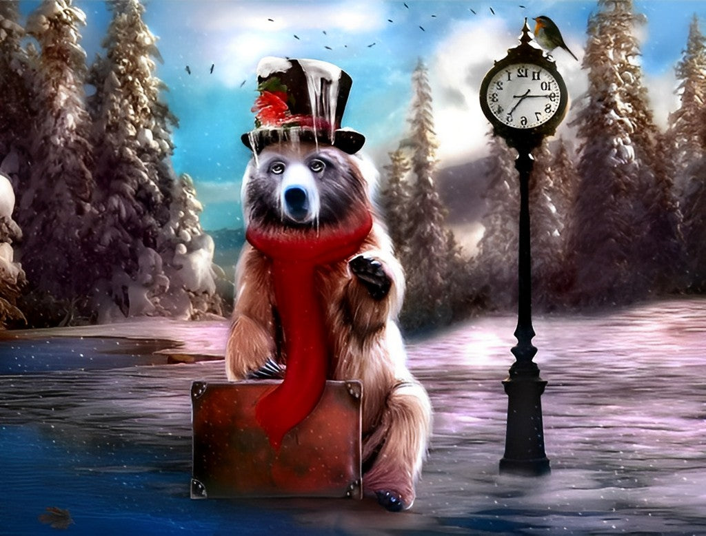 Bär unter einem Uhrzeichen Diamond Painting