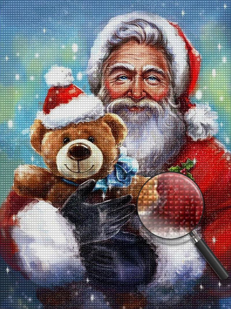 Bärchen haltender Weihnachtsmann Diamond Painting