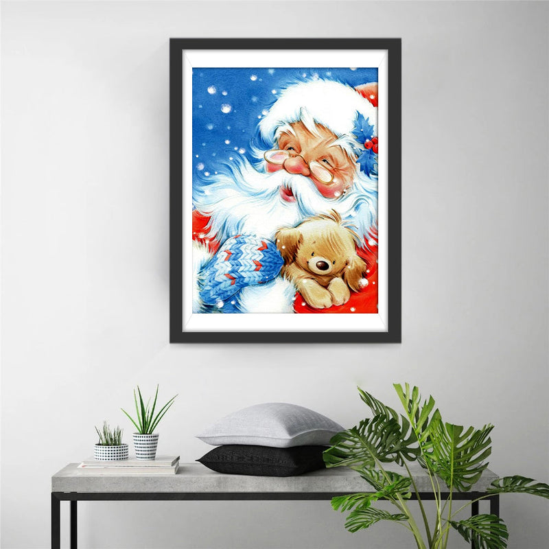 Bärchen haltender Weihnachtsmann Diamond Painting