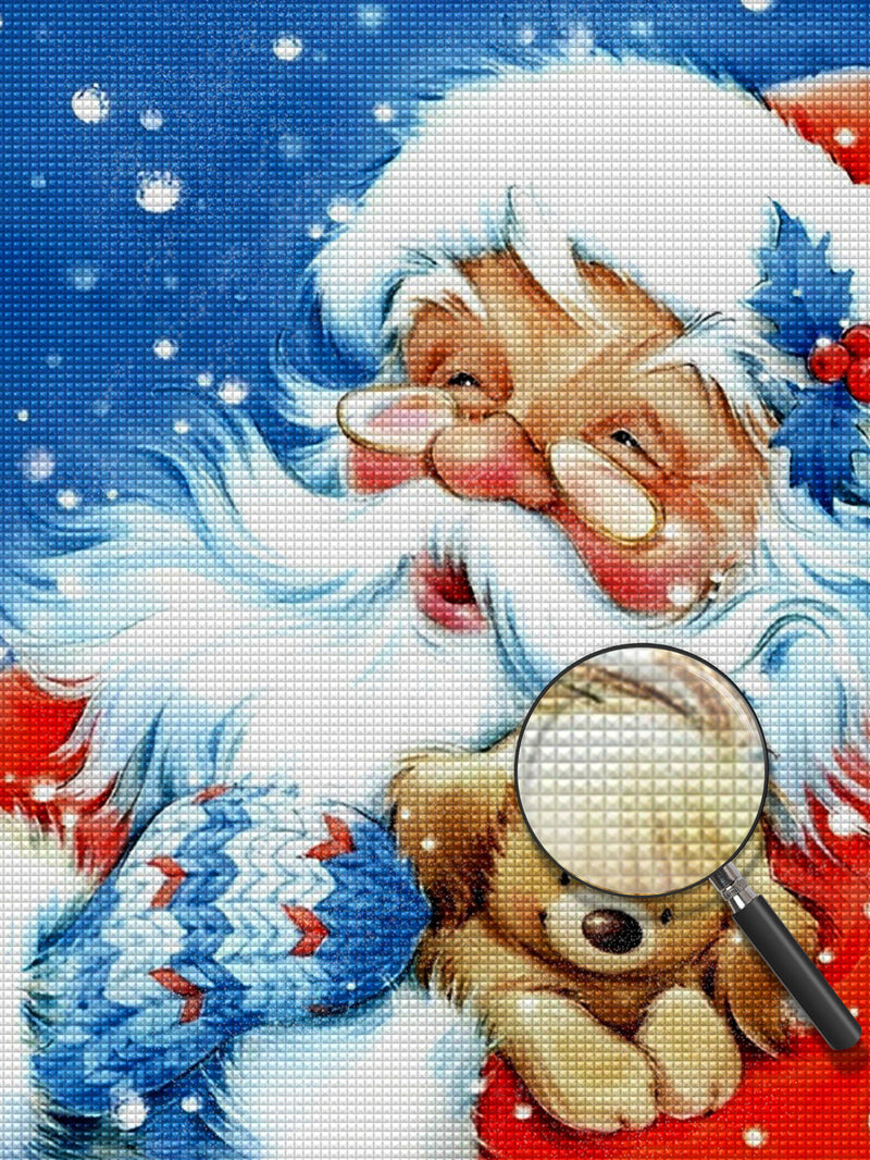 Bärchen haltender Weihnachtsmann Diamond Painting