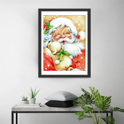 Bärchen haltender Weihnachtsmann Diamond Painting