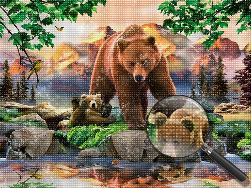 Bärenmutter und kleine Bären Diamond Painting