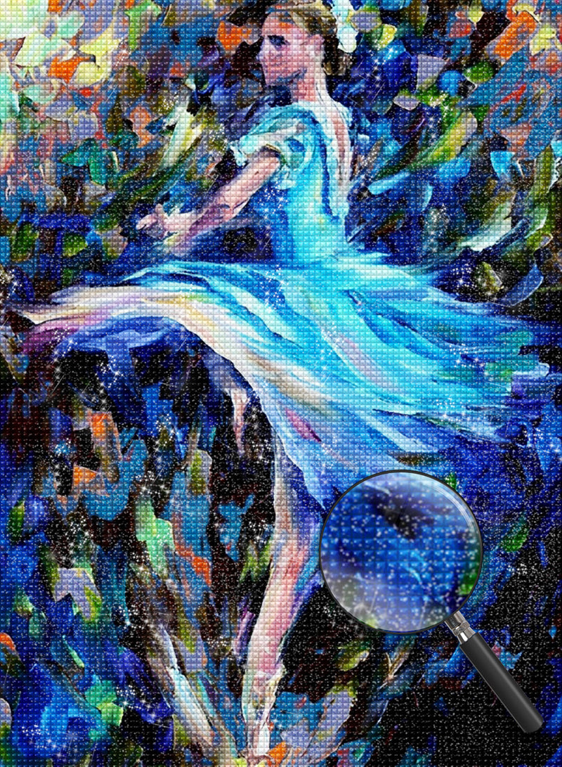 Balletttänzerin im blauen Kleid Diamond Painting