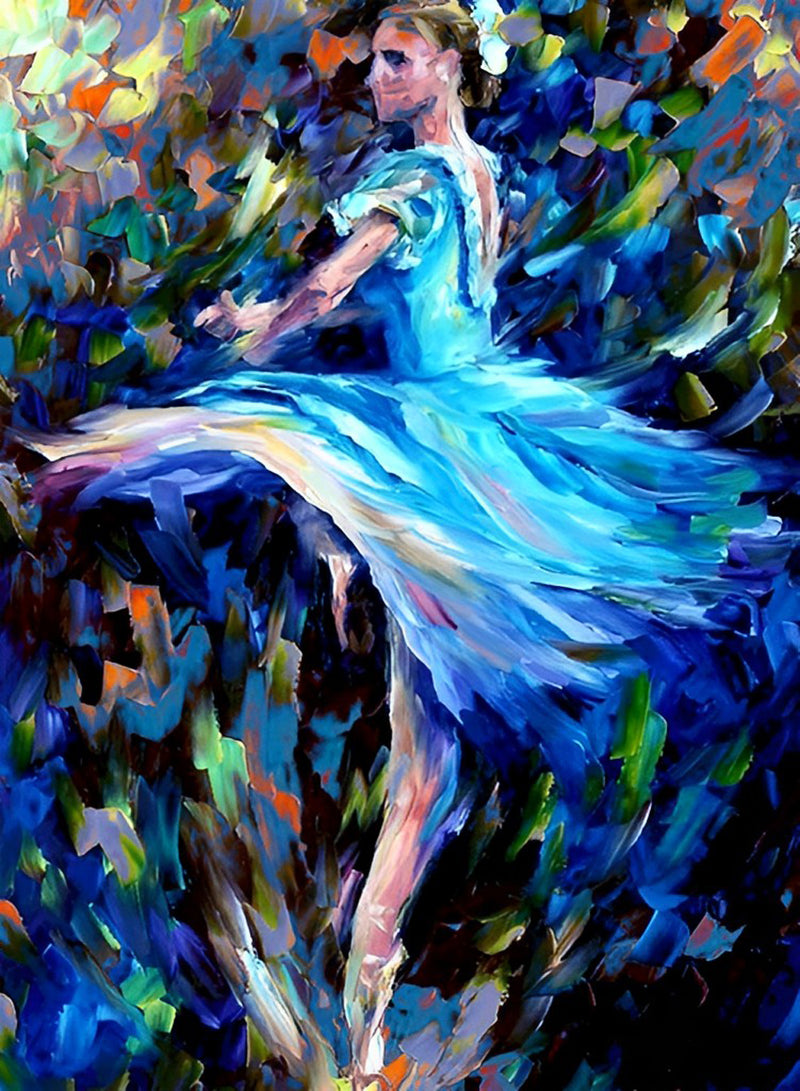 Balletttänzerin im blauen Kleid Diamond Painting