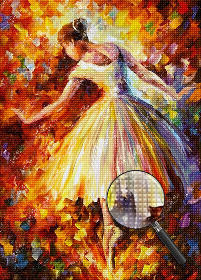 Balletttänzerin im langen Kleid im Ölgemälde Diamond Painting