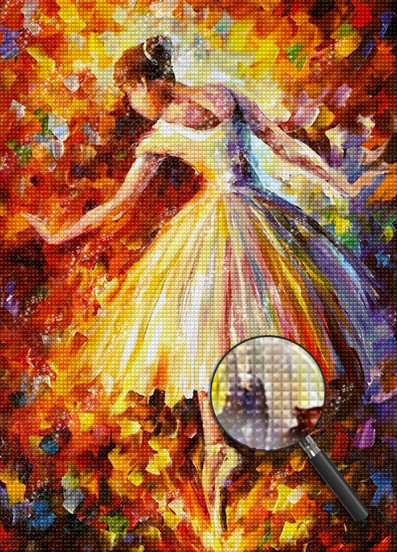 Balletttänzerin im langen Kleid im Ölgemälde Diamond Painting