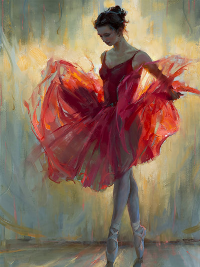 Balletttänzerin im roten Kleid Diamond Painting