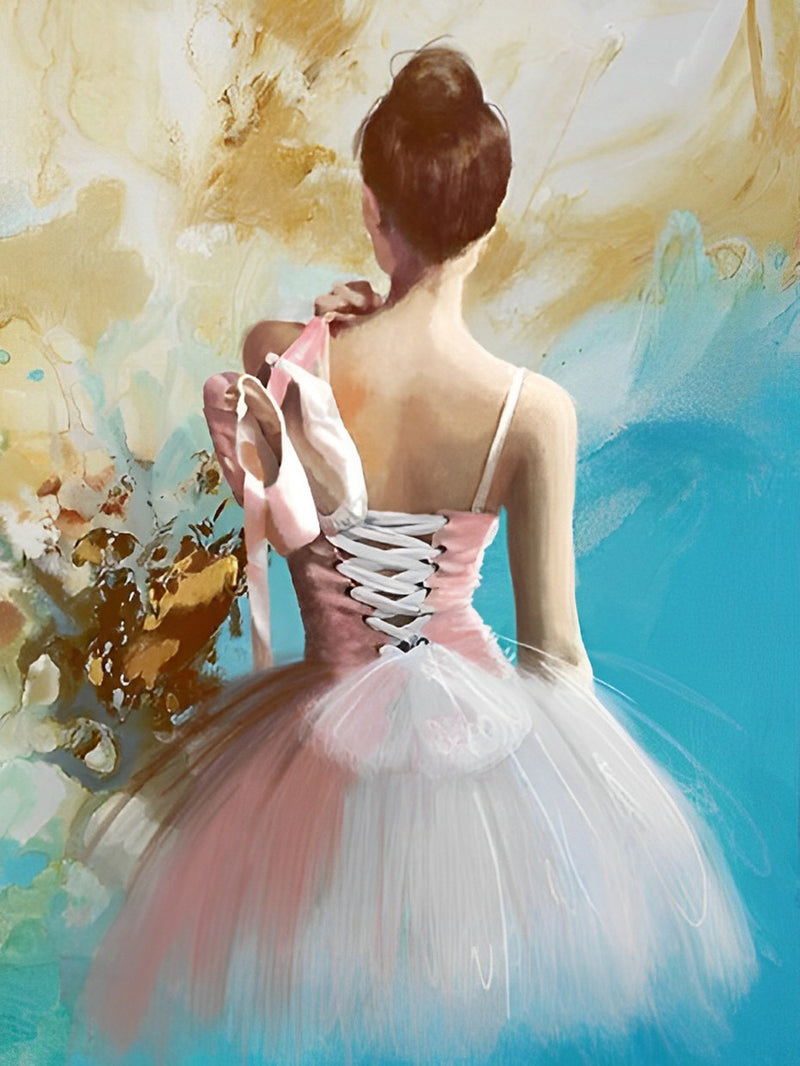 Balletttänzerin mit Blumen Diamond Painting