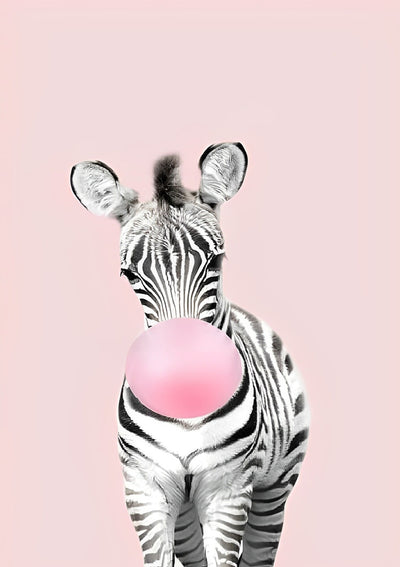 Ballon blasendes Cartoon-Zebra Diamond Painting