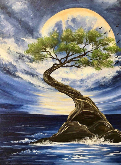 Baum auf dem Meer Diamond Painting