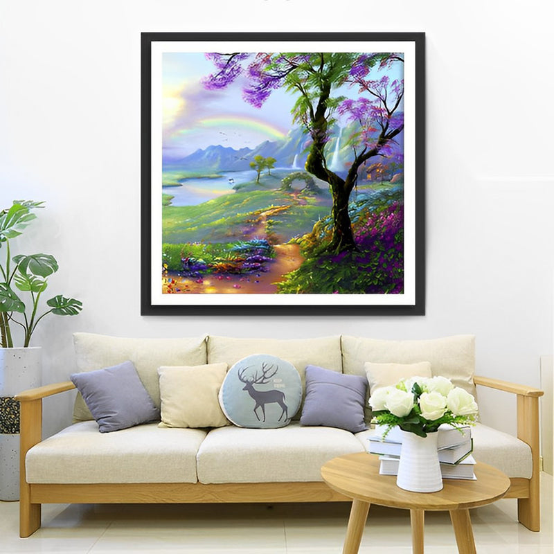 Baum Bach Regenbogen Diamond Painting