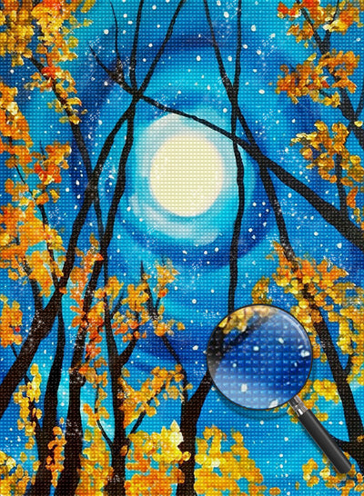 Baum Herbst Mond Diamond Painting