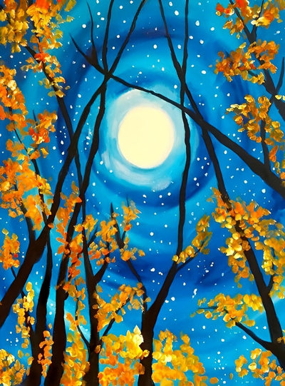 Baum Herbst Mond Diamond Painting