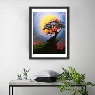 Baum Vollmond Diamond Painting