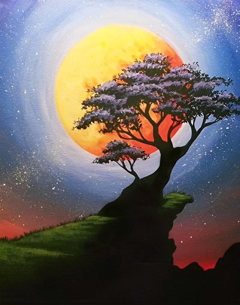 Baum Vollmond Diamond Painting