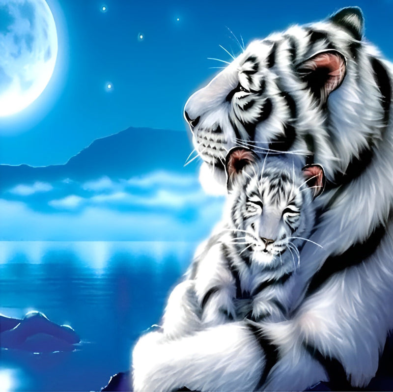 Bengalischer Tiger Mutter und Sohn Diamond Painting