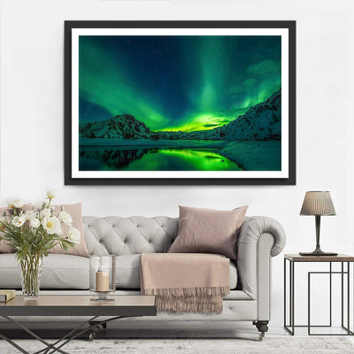 Berg Fluss Polarlicht Diamond Painting