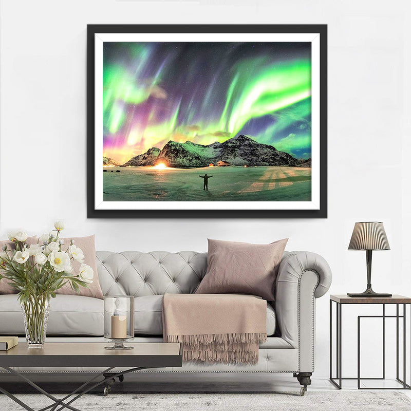 Berg Nordlicht Diamond Painting