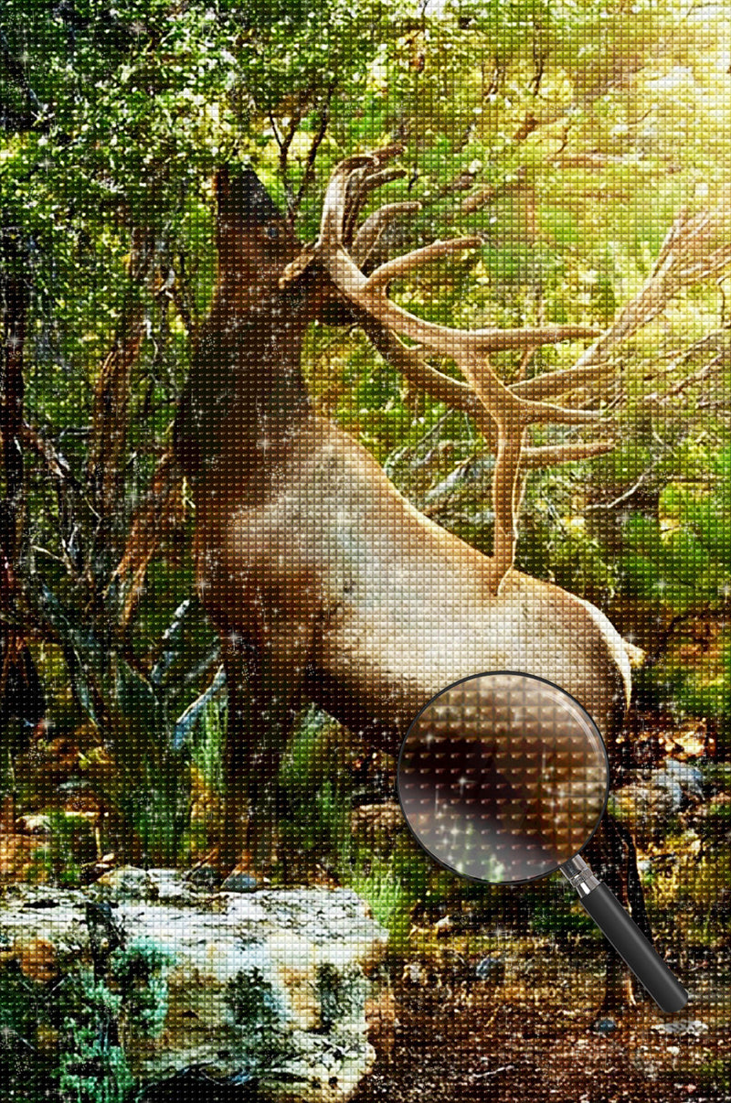 Blätter essender Hirsch Diamond Painting