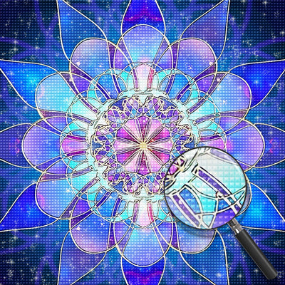 Blau-lila Lotus-Mandala Diamond Painting