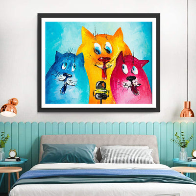 Blaue, orange und rote Katze Diamond Painting