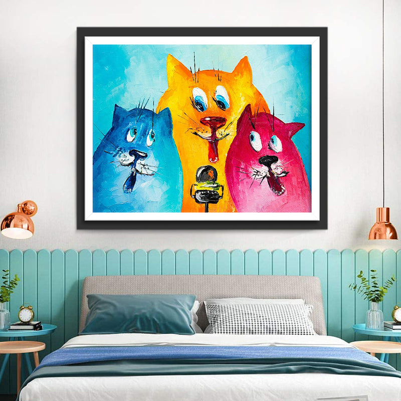 Blaue, orange und rote Katze Diamond Painting