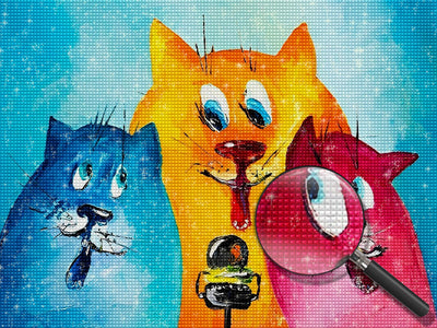 Blaue, orange und rote Katze Diamond Painting