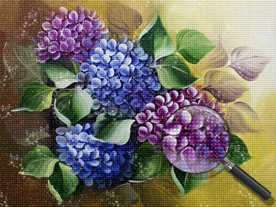 Blaue und lila Hortensie Diamond Painting