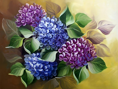 Blaue und lila Hortensie Diamond Painting