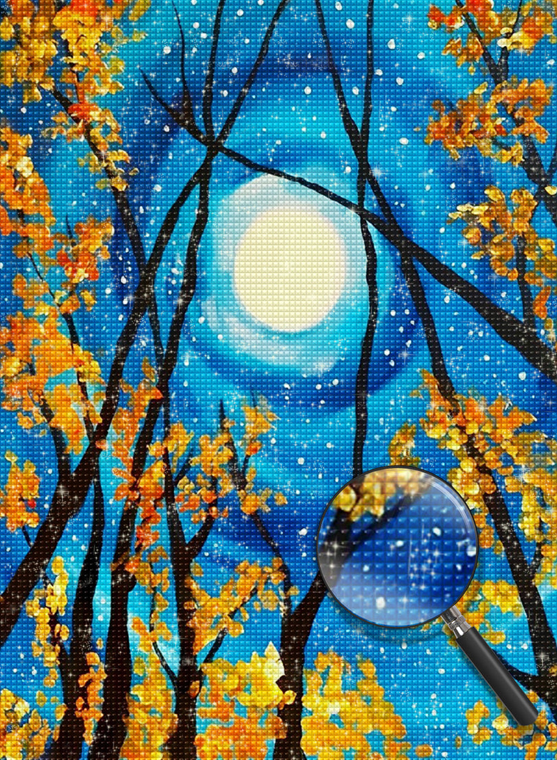 Blauer Nachthimmel und Bäume Diamond Painting