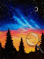 Blauer Nachthimmel und Kiefer Diamond Painting