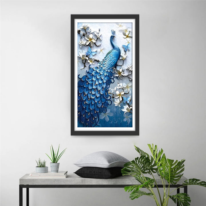 Diamond Painting Blauer Pfau 40x60 Cm – 5D Strass Malerei Set Für DIY Wanddekoration