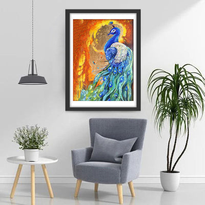 Blauer Pfau und Flamme Diamond Painting