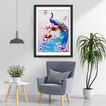 Blauer Pfau und Magnolien Diamond Painting