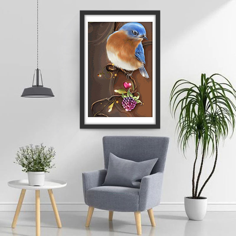 Blauer Vogel und Nuss Diamond Painting