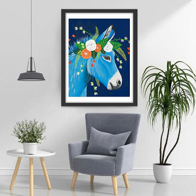 Blaues Cartoon-Pferd Diamond Painting