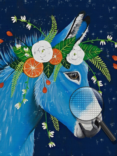 Blaues Cartoon-Pferd Diamond Painting