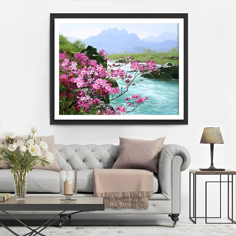 Blumen am Fluss Diamond Painting