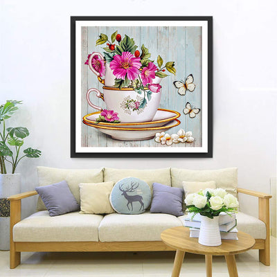 Blumen in der Tasse Diamond Painting