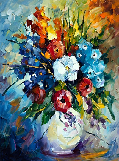 Blumen in der weißen Flasche Diamond Painting