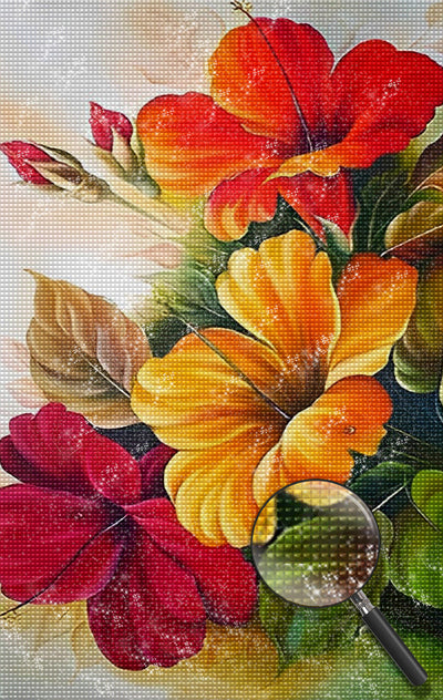 Blumen in drei Farben Diamond Painting