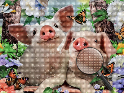 Blumen Schmetterlinge Schweine Diamond Painting