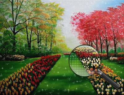 Blumen und Bäume im Frühling Diamond Painting