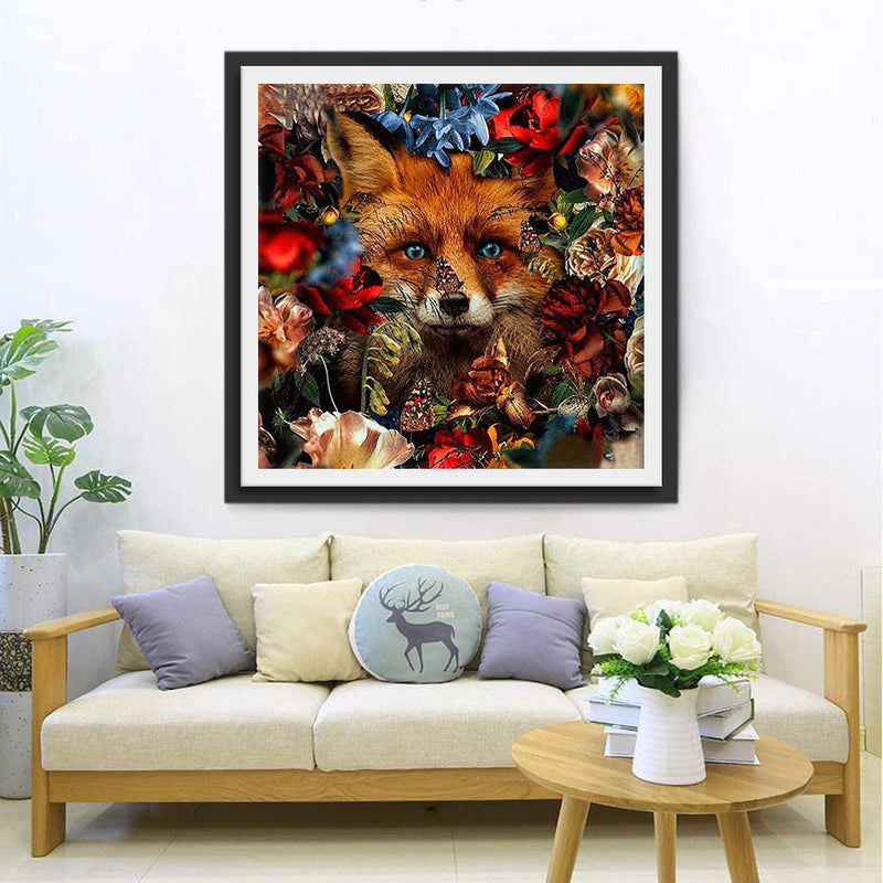 Blumen und Fuchs Diamond Painting