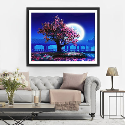 Blumen unter Mondlicht Diamond Painting