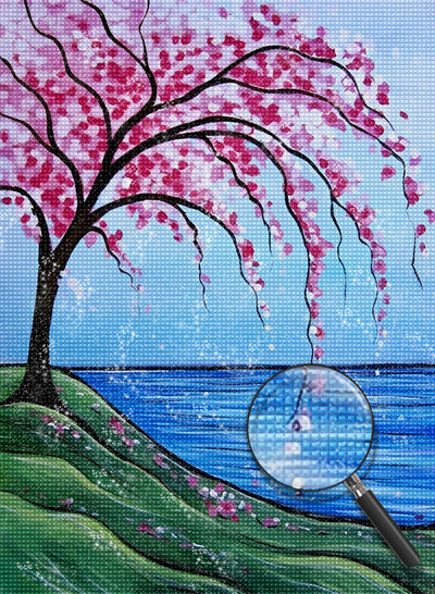 Blumenbaum am See Diamond Painting