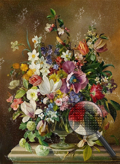 Blumenstrauß in der Glasflasche Diamond Painting